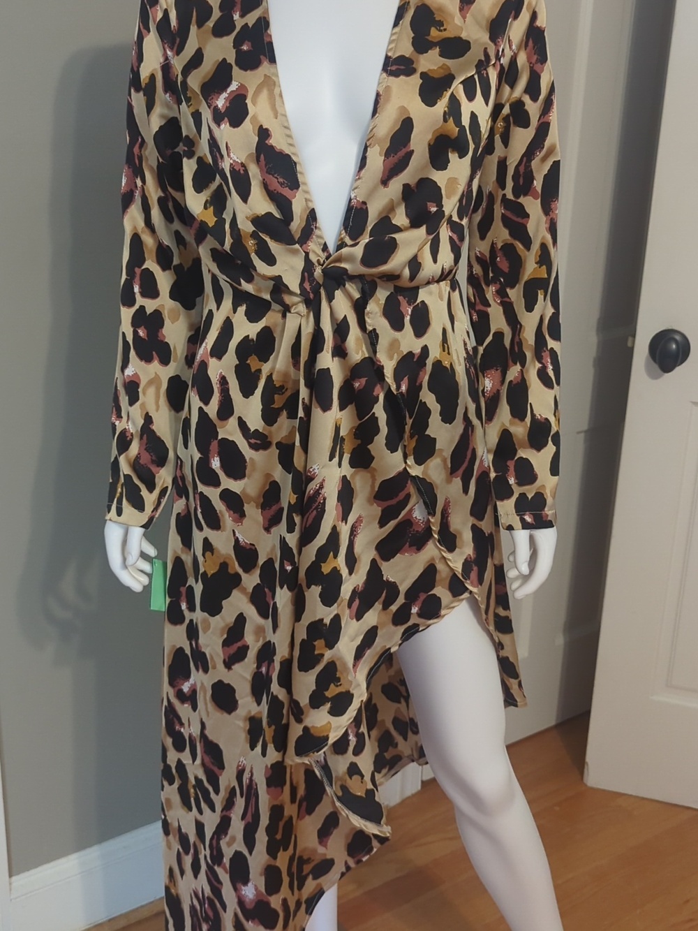 Leopard Print Satin Dress